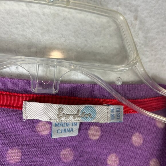 Boden Sweater Womens 10 Cardigan Button purple white polka dot casual everyday - Picture 2 of 11